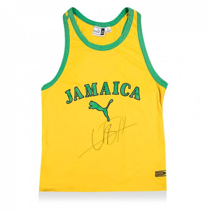 icons Usian Bolt Signed Jamaica Olympic Running Vest