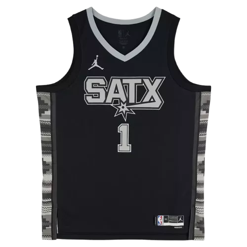Icons Victor Wembanyama Signed And Framed San Antonio Spurs Black Jordan Brand Statement Edition Swingman Jersey