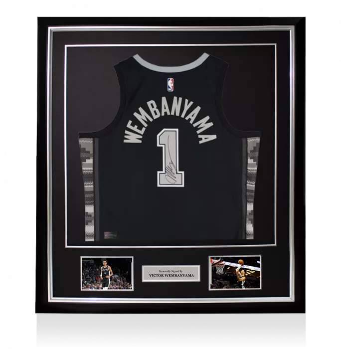 icons Victor Wembanyama Signed and Framed San Antonio Spurs Black Jordan Brand Statement Edition Swingman Jersey