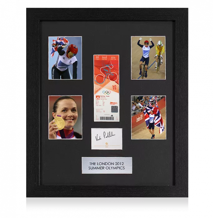 icons Victoria Pendleton Signed Card & London 2012 Olympics Ticket Frame