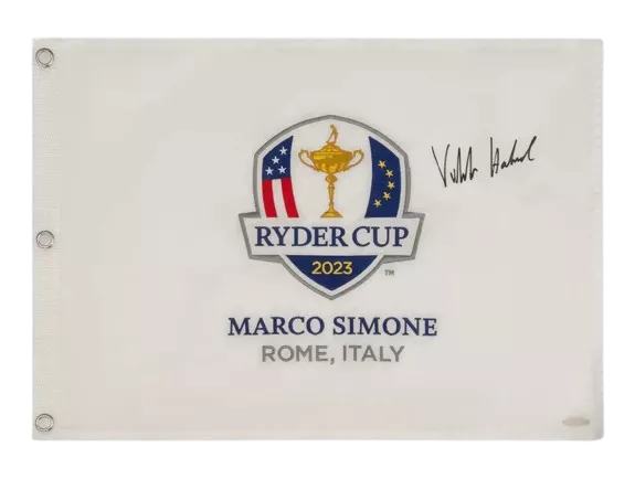 icons Viktor Hovland Signed 2023 Ryder Cup Pin Flag