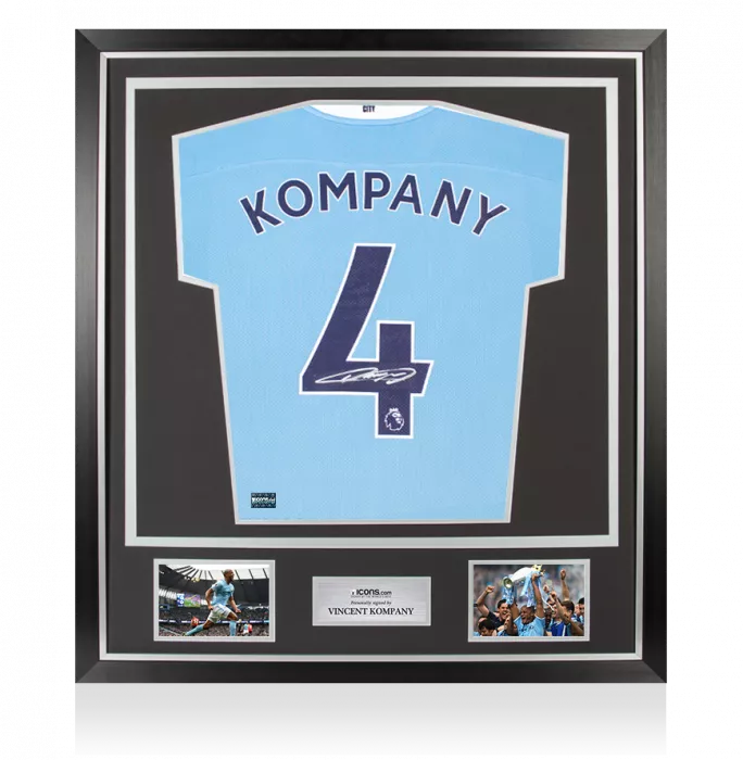 icons Vincent Kompany Back Signed Manchester City 2020-21 Home Shirt In Classic Frame