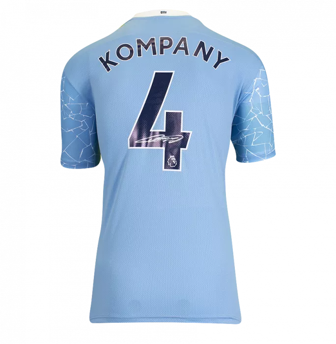 Icons Vincent Kompany Official UEFA Champions League Back Signed And Hero Framed Manchester City 2020-21 Home Shirt