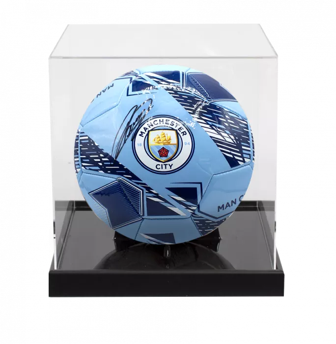icons Vincent Kompany Signed Manchester City Football In Acrylic Case