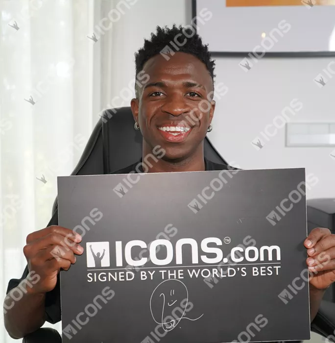 Icons Vinicius Jr Back Signed Real Madrid 2022-23 Home Shirt In Hero Frame: Option 1