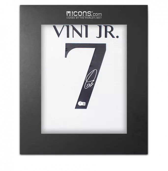icons Vinicius Jr Back Signed Real Madrid 2023-24 Home Shirt In Deluxe Packaging
