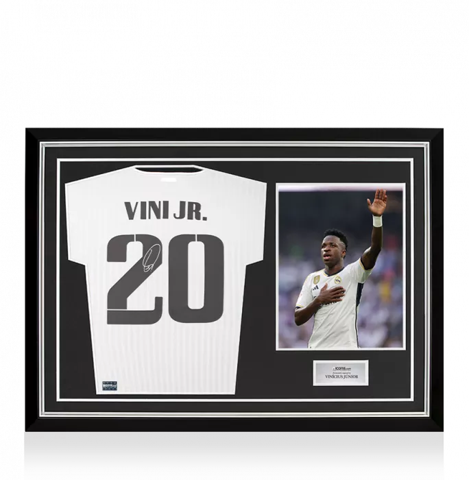 icons Vinicius Jr Back Signed Real Madrid Icon Shirt In Hero Frame: Option 1