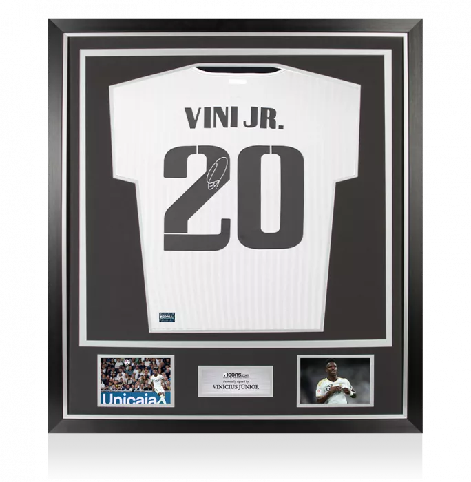 icons Vinicius Jr Back Signed Real Madrid Icon Shirt In Classic Frame