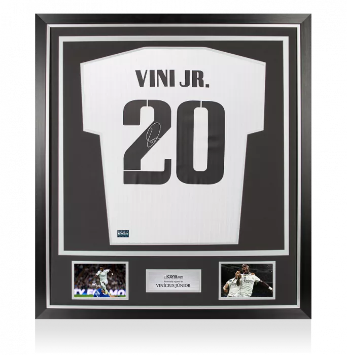 icons Vinicius Jr Back Signed Real Madrid Modern Home Shirt In Classic Frame