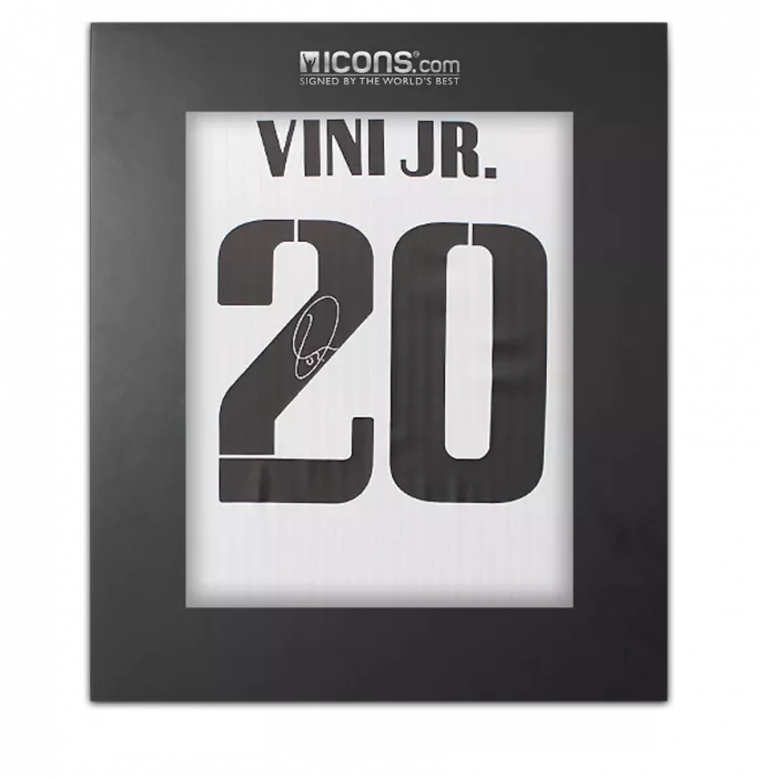 icons Vinicius Jr Back Signed Real Madrid Modern Home Shirt In Deluxe Packaging