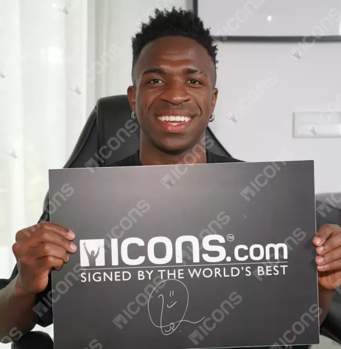 Icons Vinicius Jr Official The Best FIFA Football Awards™ Back Signed And Framed Brazil 2024 Home Shirt With Fan Style Numbers: 2024 Winner