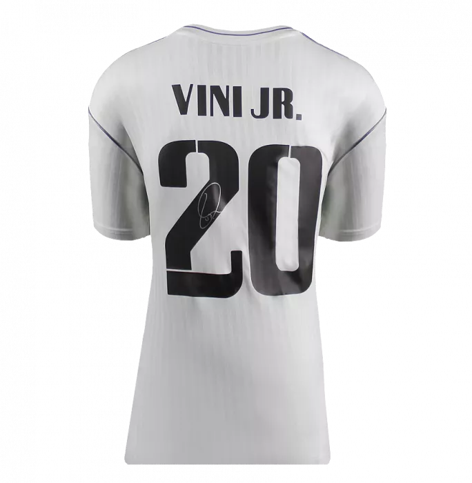 Icons Vinicius Jr Official UEFA Champions League Back Signed And Framed Real Madrid Modern Home Shirt