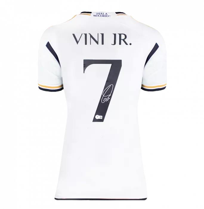 Icons Vinicius Jr Official UEFA Champions League Back Signed And Framed Real Madrid 2023-24 Home Shirt