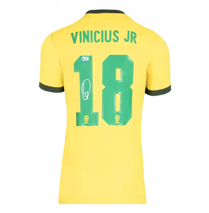 Icons Vinicius Junior Back Signed Brazil Retro Shirt In Classic Frame