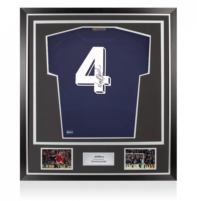 icons Vinnie Jones Back Signed Modern AFC Wimbledon Shirt In Classic Frame