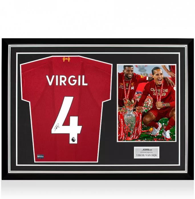 Icons Virgil Van Dijk Back Signed Liverpool 2019-20 Home Shirt In Hero Frame: Option 1