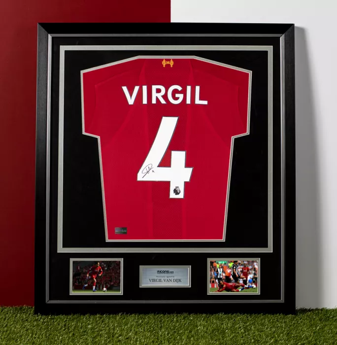 Icons Virgil Van Dijk Back Signed Liverpool 2019-20 Home Shirt In Classic Frame