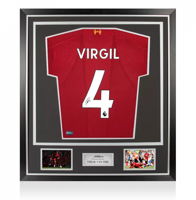 icons Virgil van Dijk Back Signed Liverpool 2019-20 Home Shirt In Classic Frame