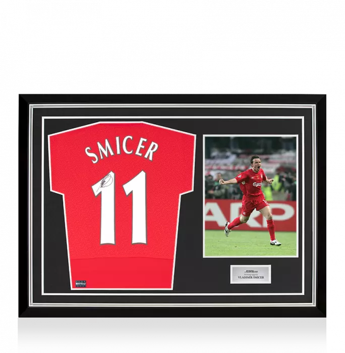 icons Vladimir Smicer Back Signed Liverpool 2005 Home Shirt In Hero Frame: Opiton 1