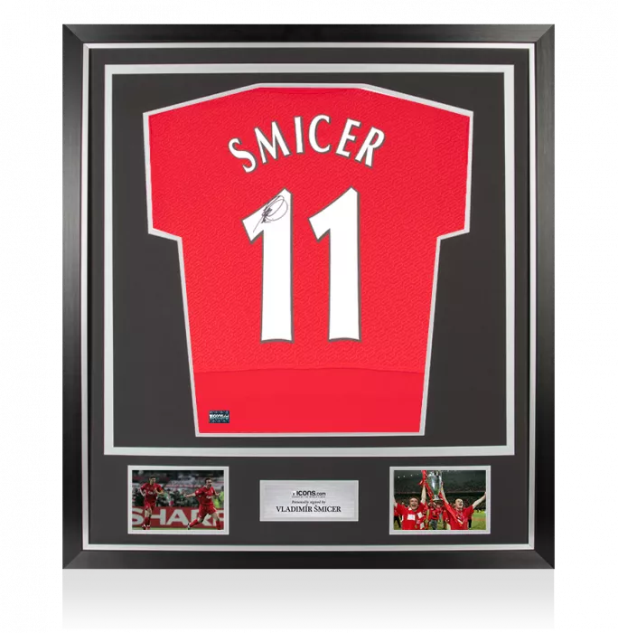icons Vladimir Smicer Back Signed Liverpool 2005 Home Shirt In Classic Frame