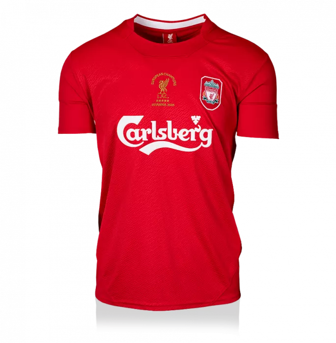 Icons Vladimir Smicer Official UEFA Champions League Back Signed And Framed Liverpool 2005 Home Shirt