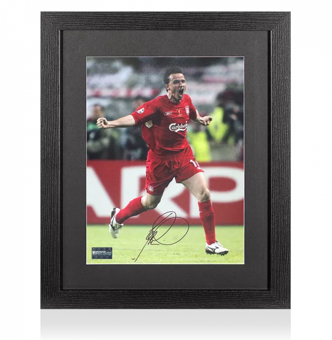icons Vladimir Smicer Signed Liverpool Photo In Black Wooden Frame: 2005 UEFA Champions League Winner