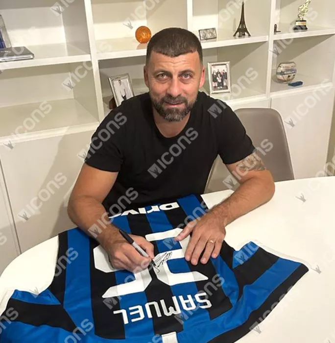 Icons Walter Samuel Back Signed Modern Internazionale Home Shirt With Fan Style Numbers