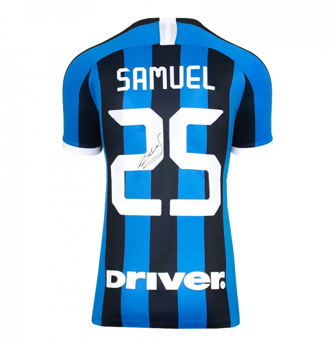 Icons Walter Samuel Back Signed Modern Internazionale Home Shirt With Fan Style Numbers