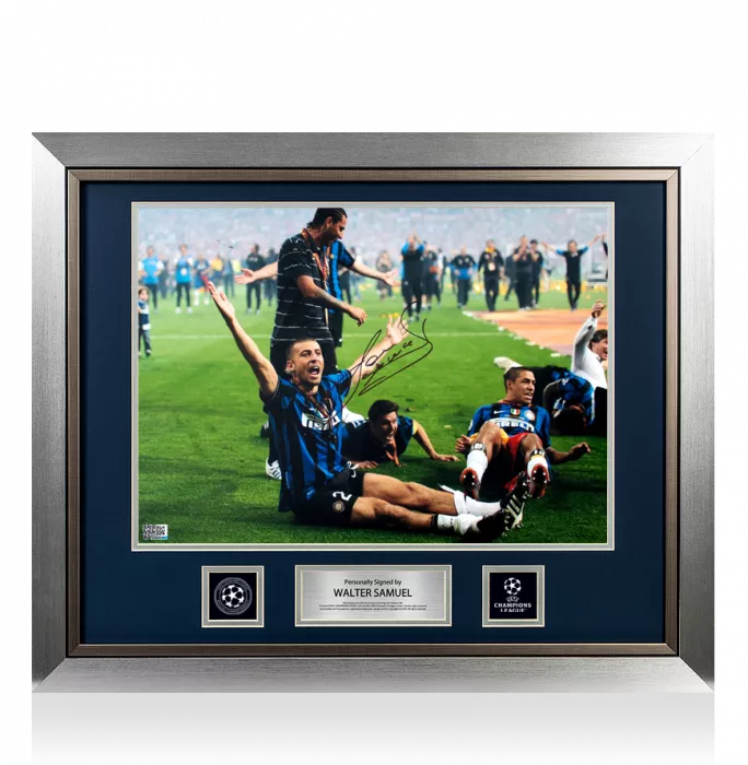 icons Walter Samuel Official UEFA Champions League Signed and Framed Internazionale Photo: 2010 Winner