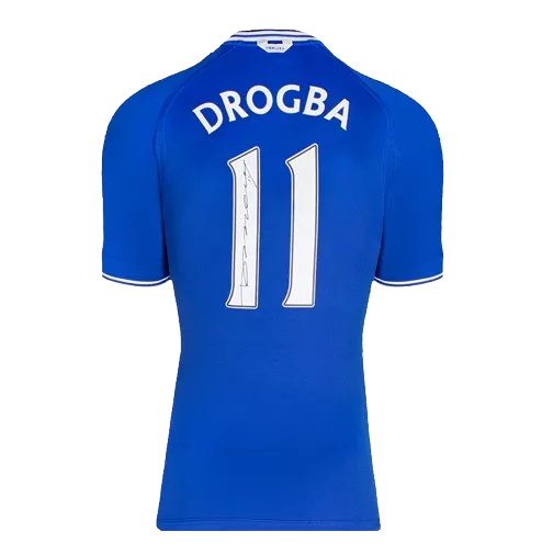 Icons WAREHOUSE SECONDS Didier Drogba Back Signed Chelsea 2000-01 Home Shirt With Fan Style Numbers - Grade B
