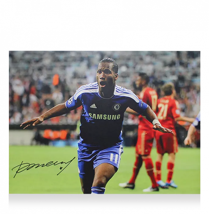 Icons WAREHOUSE SECONDS Didier Drogba Signed Chelsea Photo: UEFA Champions League Final Goal - Grade B
