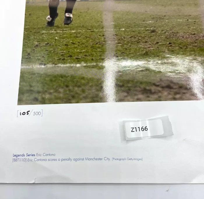 Icons WAREHOUSE SECONDS Eric Cantona Signed Print - Penalty Vs Manchester City - Grade B