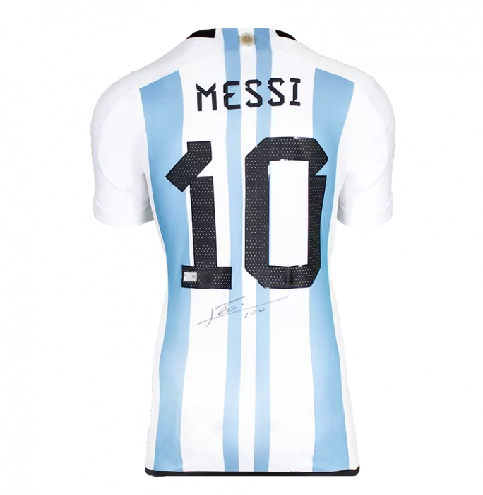 Icons WAREHOUSE SECONDS Lionel Messi Back Signed Argentina 2022 Home Shirt - Grade A