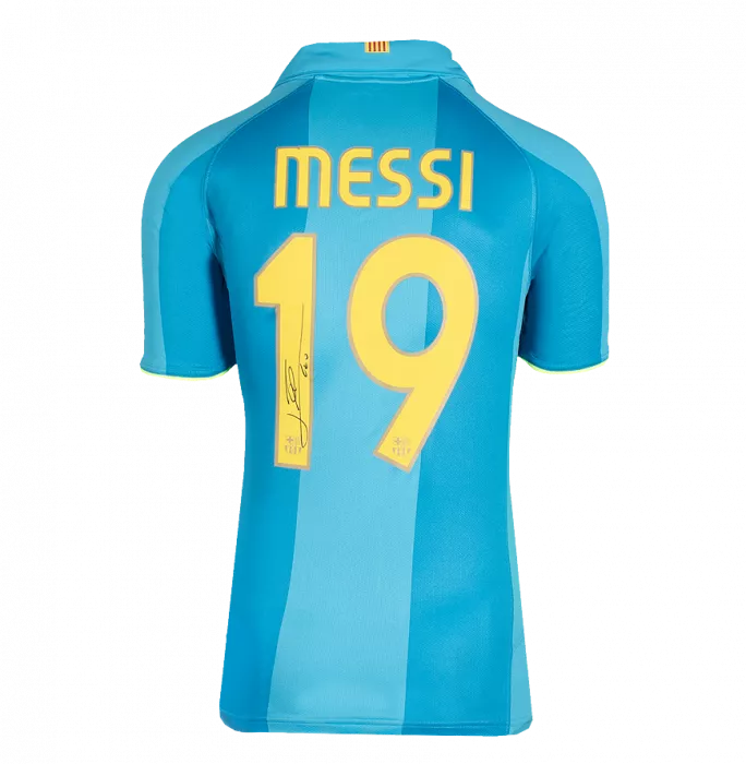 Icons WAREHOUSE SECONDS Lionel Messi Back Signed FC Barcelona 2007-09 Away Shirt - Grade C