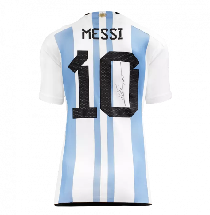 icons WAREHOUSE SECONDS Lionel Messi Official Back Signed Argentina 2022 Home Shirt - Grade B