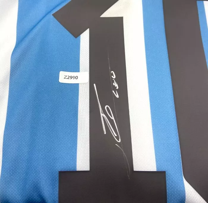 Icons WAREHOUSE SECONDS Lionel Messi Official Back Signed 3 Star Argentina 2022-23 Home Shirt With Fan Style Numbers - Grade B