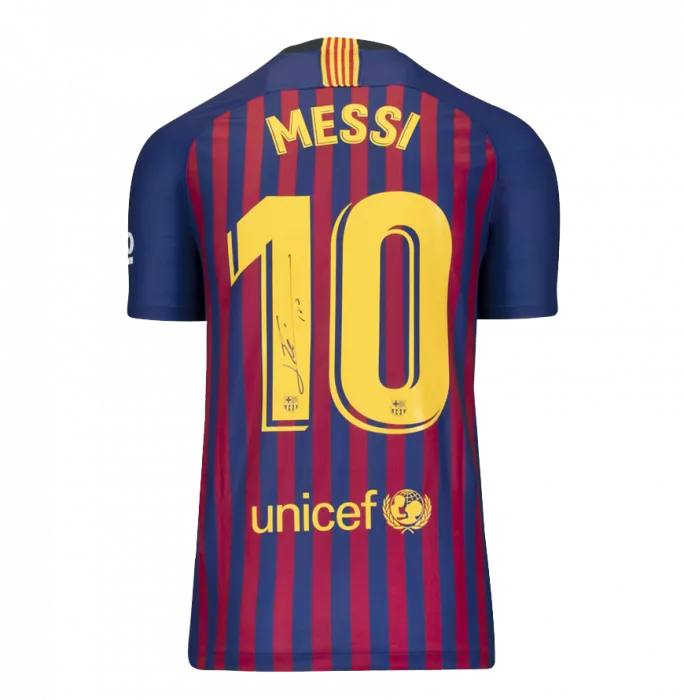 icons WAREHOUSE SECONDS Lionel Messi Official Back Signed FC Barcelona 2018-19 Home Shirt - Grade D