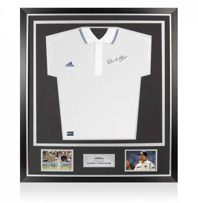 Icons WAREHOUSE SECONDS Sachin Tendulkar Front Signed Adidas Cricket Shirt In Classic Frame – 2