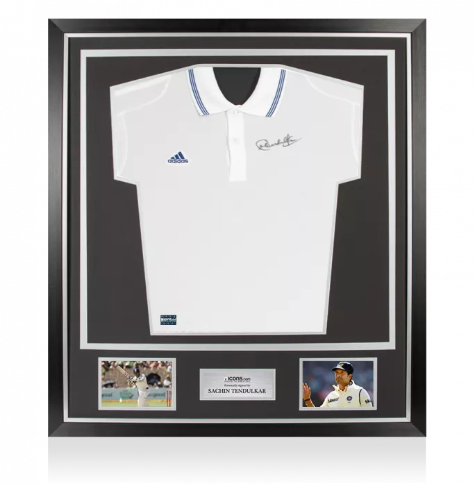 icons WAREHOUSE SECONDS Sachin Tendulkar Front Signed Adidas Cricket Shirt In Classic Frame – 4