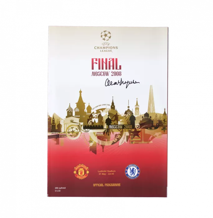 Icons WAREHOUSE SECONDS Sir Alex Ferguson Signed 2008 UEFA Champions League Final Programme - Grade C