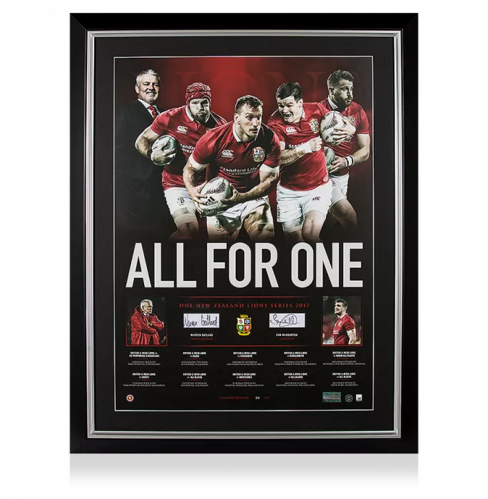 icons Warren Gatland and Sam Warburton Signed and Framed Poster: All For One