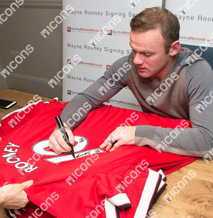 Icons Wayne Rooney Back Signed And Framed Manchester United 2014-15 Home Shirt