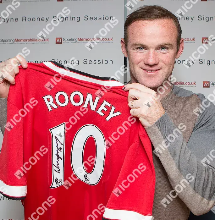Icons Wayne Rooney Back Signed And Framed Manchester United 2014-15 Home Shirt