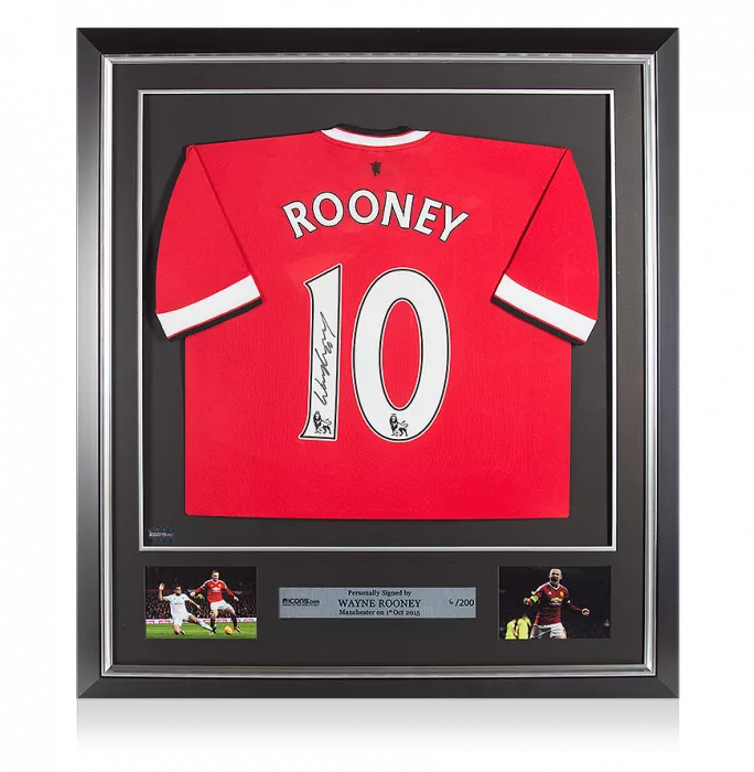 icons Wayne Rooney Back Signed and Framed Manchester United 2014-15 Home Shirt