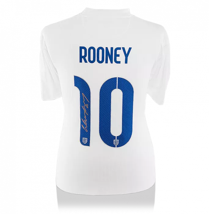 Icons Wayne Rooney Back Signed England Home Shirt: Gold Signature Edition