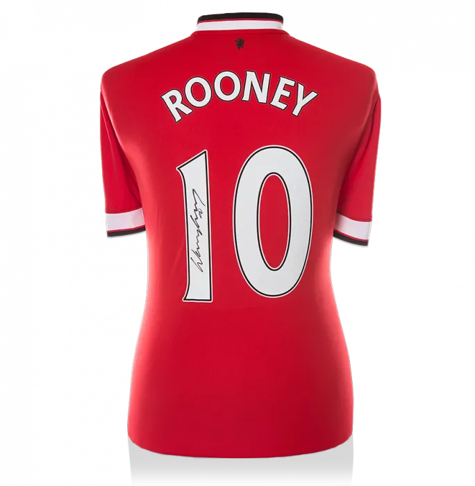 Icons Wayne Rooney Back Signed Manchester United 2014-15 Shirt With Fan Style Numbers