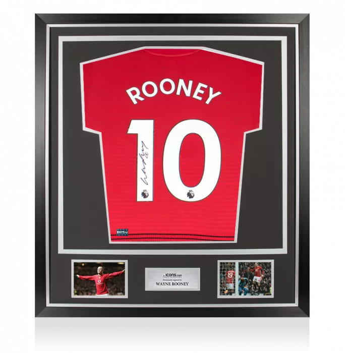 Icons Wayne Rooney Back Signed Manchester United 2018-19 Home Shirt In Classic Frame