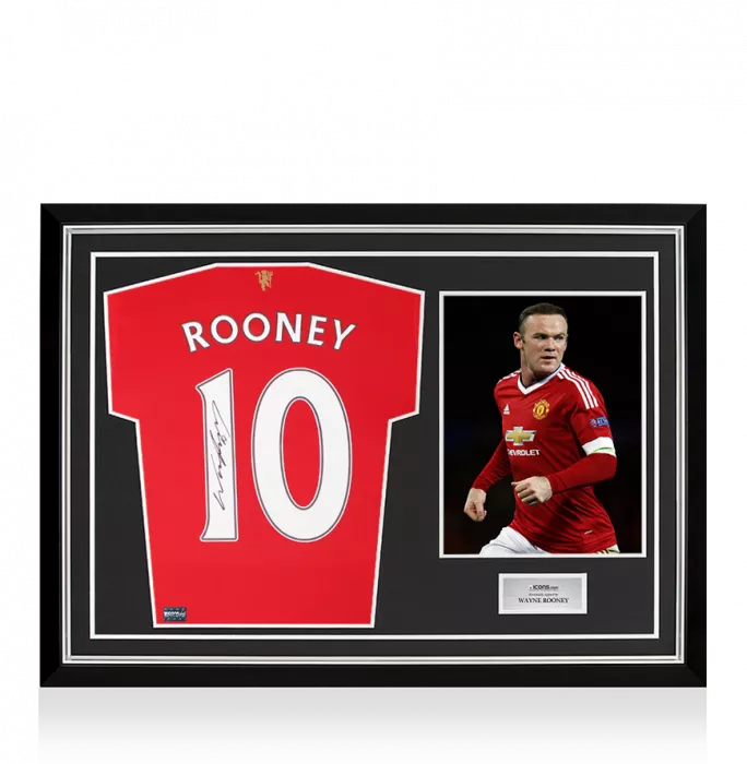 icons Wayne Rooney Back Signed Manchester United 2021-22 Home Shirt In Hero Frame: Option 1