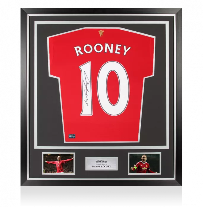 icons Wayne Rooney Back Signed Manchester United 2021-22 Home Shirt In Classic Frame