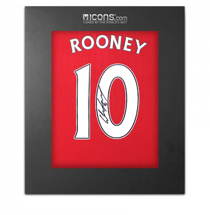 icons Wayne Rooney Back Signed Manchester United 2022-23 Home Shirt with Fan Style Numbers In Deluxe Packaging